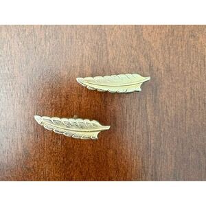 Vintage Unbranded Metal Feather Plume Suit Cufflinks Quiet Luxury Old Money Chic